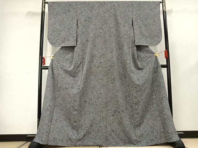平和屋着物▽小紋　単衣　型染め　雪輪草花文　洗える着物　AABC3855fy