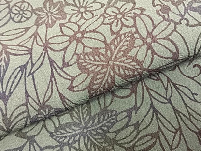 平和屋着物▽小紋　単衣　型染め　雪輪草花文　洗える着物　AABC3855fy
