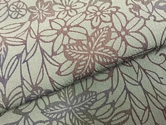 平和屋着物▽小紋　単衣　型染め　雪輪草花文　洗える着物　AABC3855fy