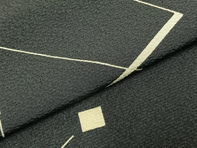 平和屋着物▽上質な小紋 単衣 幾何学文様 黒地 正絹 逸品 AABC3858fy