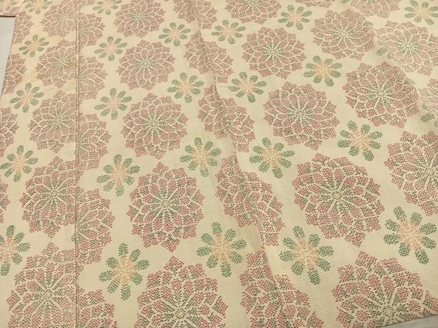 平和屋着物▽本塩沢 単衣 吉祥花文 正絹 逸品 AABC3859fy