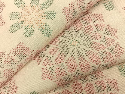 平和屋着物▽本塩沢 単衣 吉祥花文 正絹 逸品 AABC3859fy