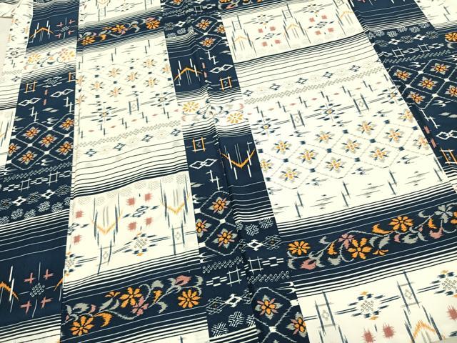 平和屋着物▽小紋 単衣 横段文 洗える着物 AABC3864fy