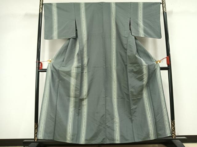 平和屋着物▽上質な紬 単衣 間道 正絹 逸品 AABC3867fy