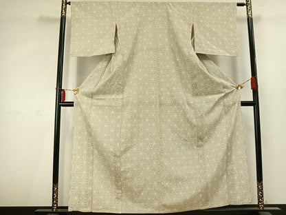 平和屋着物▽本塩沢 単衣 麻の葉文様 正絹 逸品 AABC3871fy