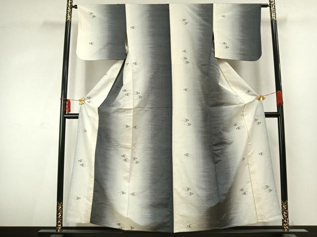 平和屋着物▽上質な紬 単衣 飛鳥文 正絹 逸品 AABC3872fy