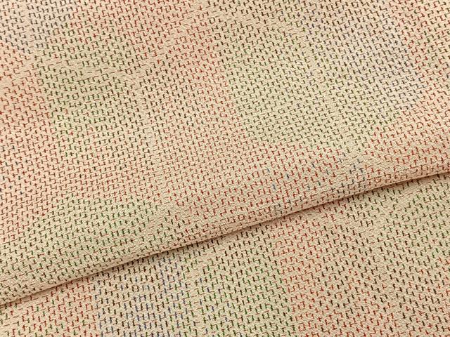 平和屋着物▽お召 単衣 亀甲文様 正絹 逸品 AABC3873fy