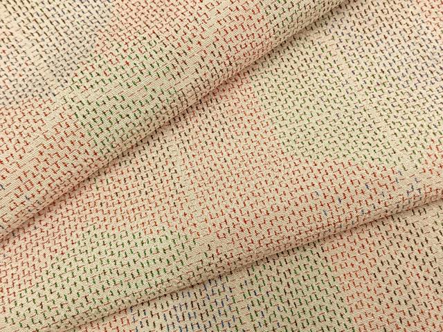 平和屋着物▽お召 単衣 亀甲文様 正絹 逸品 AABC3873fy