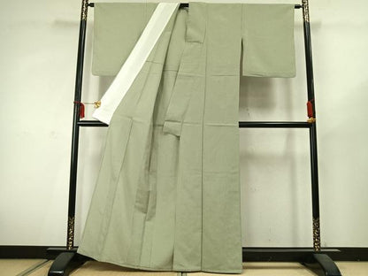 平和屋着物▽お召　単衣　縞　正絹　逸品　AABC3875fy