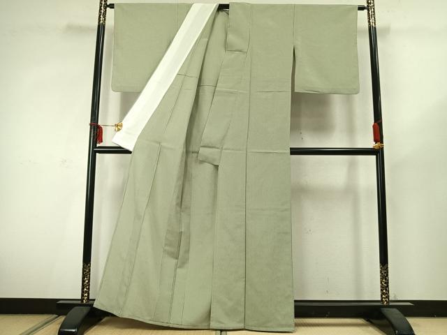 平和屋着物▽お召　単衣　縞　正絹　逸品　AABC3875fy