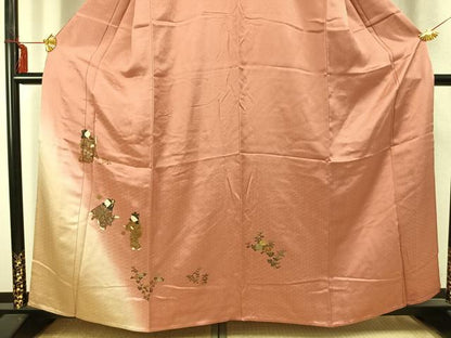 平和屋着物▽訪問着　単衣　人物草花文　金彩　正絹　逸品　AABC3877fy