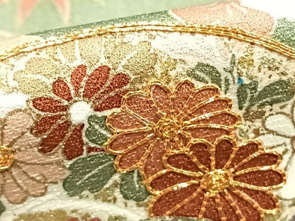 平和屋着物▽訪問着 単衣 駒刺繍 扇面花文 金彩 正絹 逸品 AABC3878fy