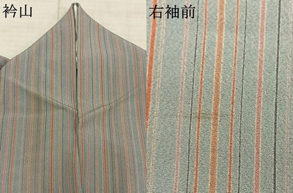 平和屋着物▽小紋 単衣 縞 洗える着物 AABC3879fy