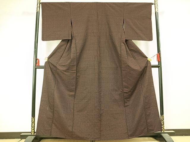 平和屋着物▽上質な紬 単衣 十字絣 黒地 正絹 逸品 AABC3880fy