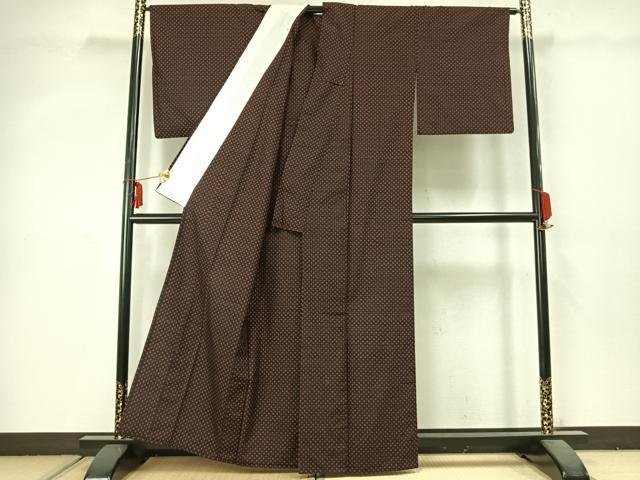 平和屋着物▽上質な紬 単衣 十字絣 黒地 正絹 逸品 AABC3880fy