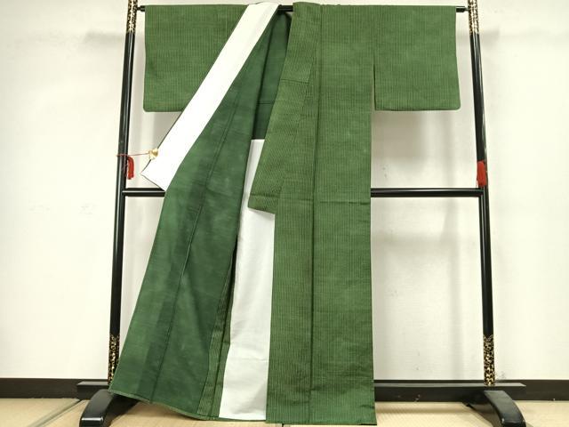 平和屋着物▽上質な紬 単衣 変わり縞 正絹 逸品 AABC3881fy