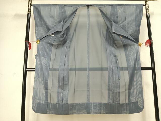 平和屋着物▽道行コート スリーシーズン 春夏秋 塵除け 縞 三越扱い ロング丈 正絹 逸品 AABC3883fy
