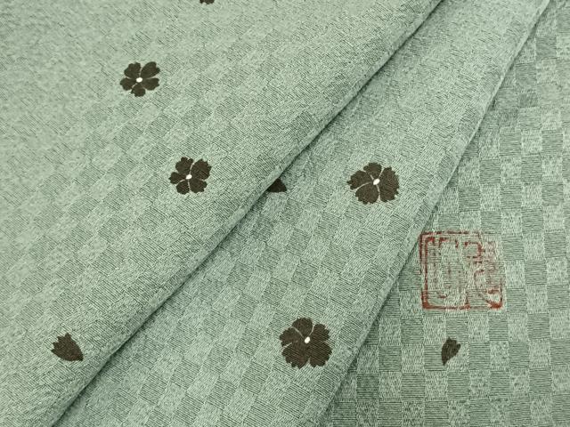 平和屋着物●東京友禅　菅有鬼一　小紋　舞花文　金彩　さが美扱い　正絹　逸品　CABD7324ut 平和屋着物▽東京友禅 菅有鬼一 小紋 単衣 舞花文 正絹