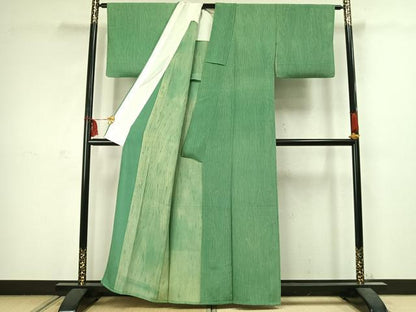 平和屋着物▽上質な小紋 単衣 変わり縞 正絹 逸品 AABC3887fy