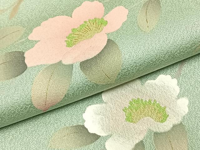平和屋着物▽訪問着 単衣 枝花文 正絹 逸品 AABC3891fy