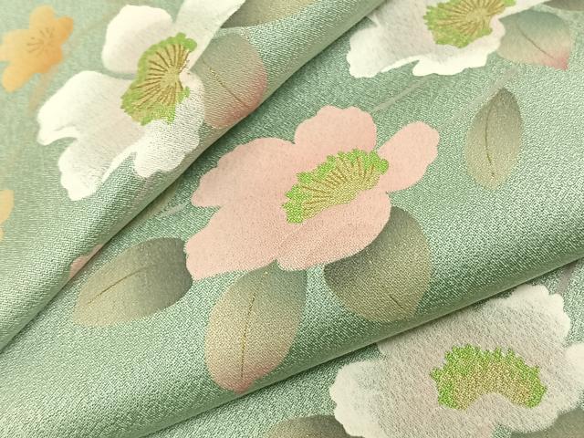 平和屋着物▽訪問着 単衣 枝花文 正絹 逸品 AABC3891fy