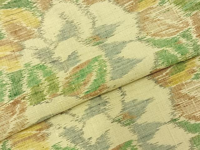 平和屋着物▽上質な紬 単衣 草花文 正絹 逸品 AABC3892fy