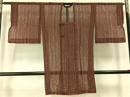 平和屋着物▽道行コート スリーシーズン 春夏秋 塵除け 変わり縞 正絹 逸品 AABC3897fy
