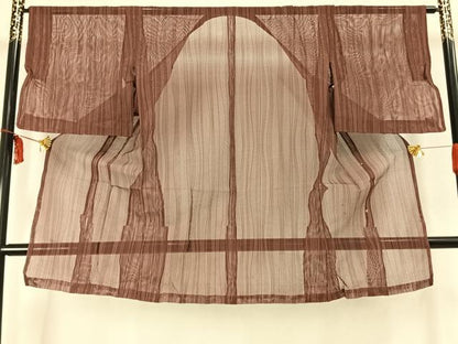 平和屋着物▽道行コート スリーシーズン 春夏秋 塵除け 変わり縞 正絹 逸品 AABC3897fy