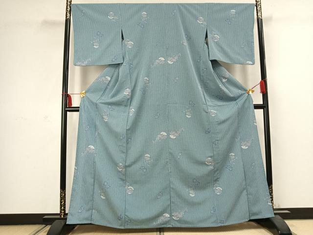平和屋着物▽小紋 単衣 草花丸文 洗える着物 AABC3900fy