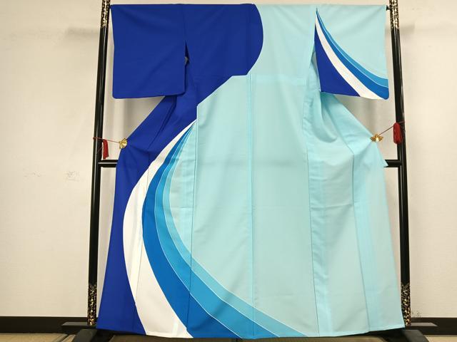 平和屋着物▽訪問着 単衣 流水文 洗える着物 AABC3901fy