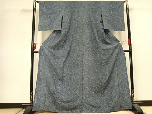 平和屋着物▽小紋 単衣 舞扇文 洗える着物 AABC3904fy