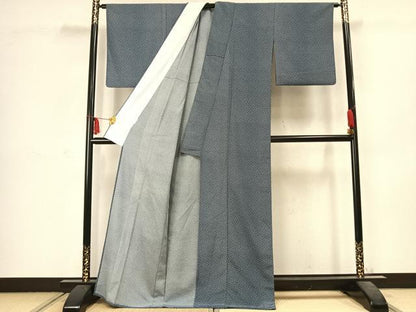 平和屋着物▽小紋 単衣 舞扇文 洗える着物 AABC3904fy