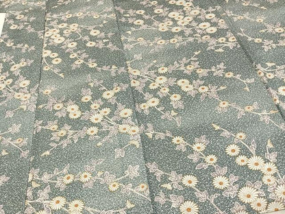 平和屋着物▽小紋 単衣 草花文 洗える着物 AABC3906fy