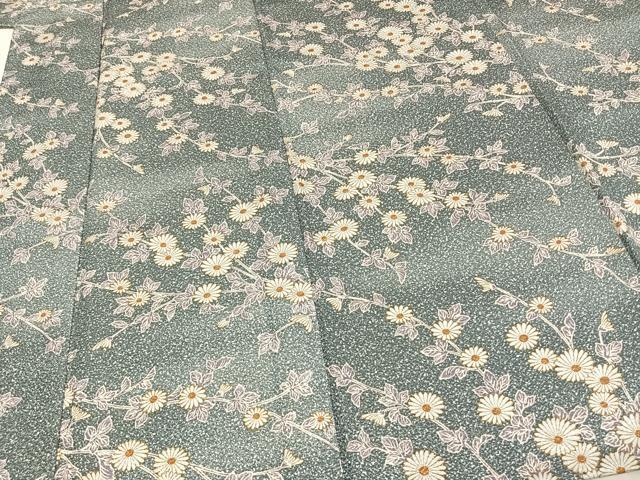 平和屋着物▽小紋 単衣 草花文 洗える着物 AABC3906fy