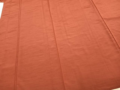 平和屋着物▽上質な紬 単衣 色無地 紅鳶色 正絹 逸品 AABC3907fy