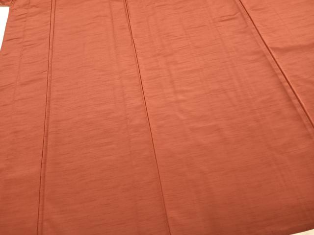 平和屋着物▽上質な紬 単衣 色無地 紅鳶色 正絹 逸品 AABC3907fy