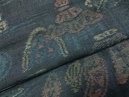 平和屋着物▽上質な紬 単衣 風景文 正絹 逸品 AABC3908fy