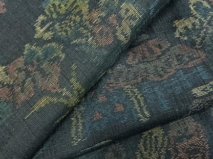 平和屋着物▽上質な紬 単衣 風景文 正絹 逸品 AABC3908fy