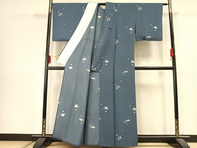 平和屋着物▽上質な小紋 単衣 日本昔話 正絹 逸品 未使用 AABC3909fy