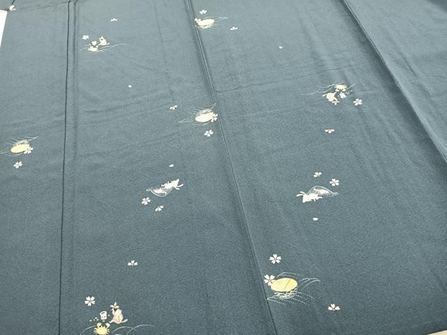 平和屋着物▽上質な小紋 単衣 日本昔話 正絹 逸品 未使用 AABC3909fy