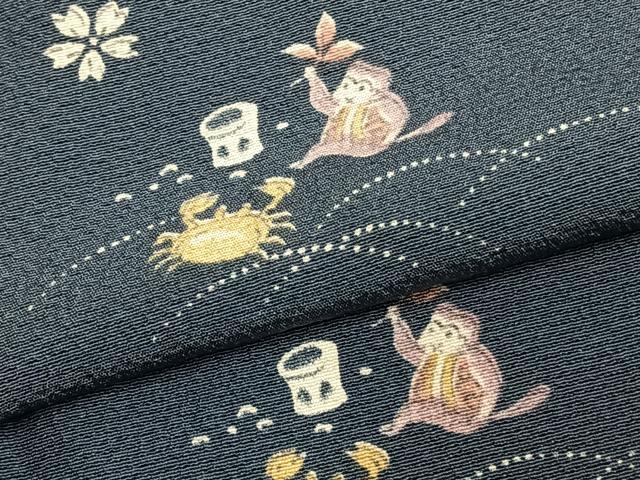 平和屋着物▽上質な小紋 単衣 日本昔話 正絹 逸品 未使用 AABC3909fy