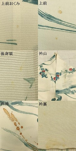 平和屋着物▽上質な小紋 単衣 手描き 草花文 正絹 逸品 AABC3910fy