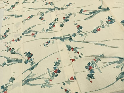 平和屋着物▽上質な小紋 単衣 手描き 草花文 正絹 逸品 AABC3910fy