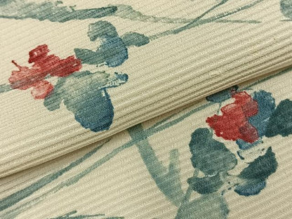 平和屋着物▽上質な小紋 単衣 手描き 草花文 正絹 逸品 AABC3910fy