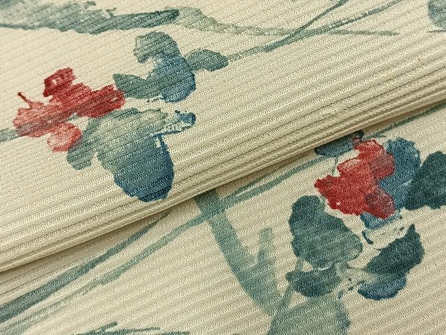 平和屋着物▽上質な小紋 単衣 手描き 草花文 正絹 逸品 AABC3910fy