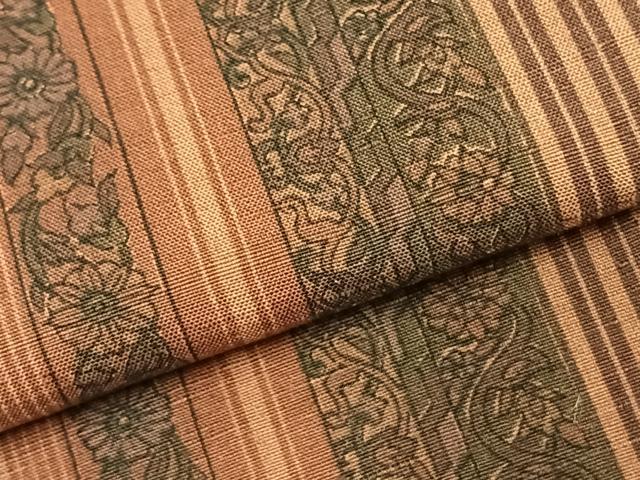 平和屋着物▽上質な小紋　単衣　紬地　草花間道　正絹　逸品　AABC3918fy