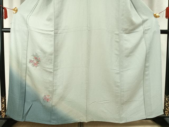 平和屋着物▽訪問着 単衣 中国三大刺繍 汕頭刺繍 スワトウ刺繍 雪輪花文 暈し染め 正絹 逸品 AABC3920fy
