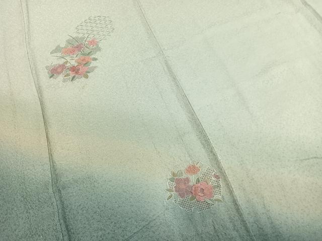 平和屋着物▽訪問着 単衣 中国三大刺繍 汕頭刺繍 スワトウ刺繍 雪輪花文 暈し染め 正絹 逸品 AABC3920fy