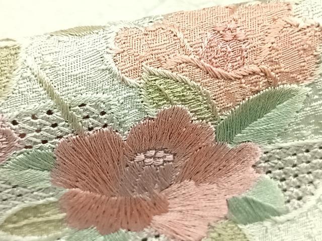 平和屋着物▽訪問着 単衣 中国三大刺繍 汕頭刺繍 スワトウ刺繍 雪輪花文 暈し染め 正絹 逸品 AABC3920fy