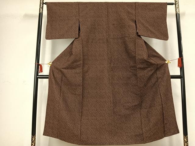 平和屋着物▽お召 単衣 杢目文 銀通し地 AABC3921fy
